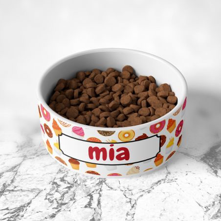 Personalized ceramic dog bowl | Animal paw patterns