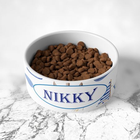 Personalized ceramic dog bowl | Animal paw patterns