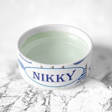 Personalized ceramic dog bowl | Animal paw patterns