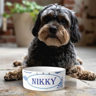 Personalized ceramic dog bowl | Animal paw patterns