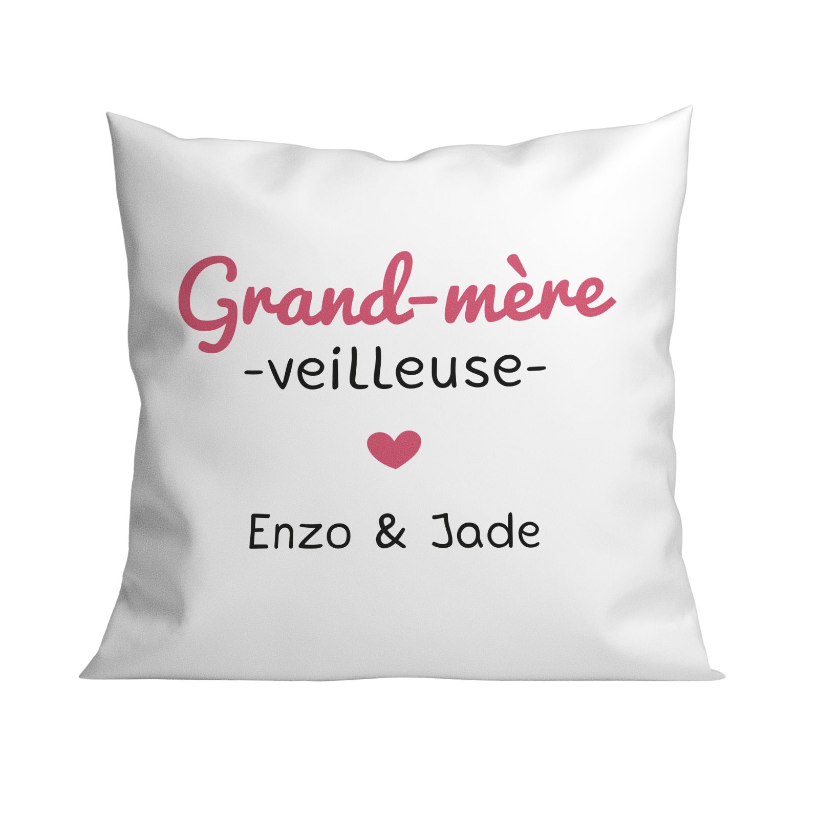 Coussin personnalisé carré 40 x 40 cm famille "Grand mère veilleuse"