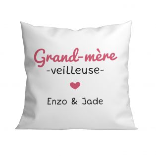 Coussin personnalisé carré 40 x 40 cm famille "Grand mère veilleuse"