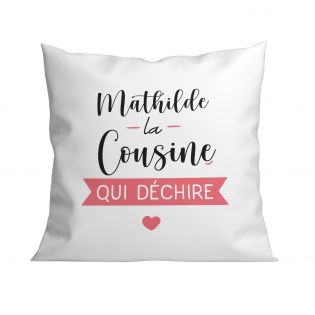 Coussin personnalisé carré 40 x 40 cm famille "Cousine"