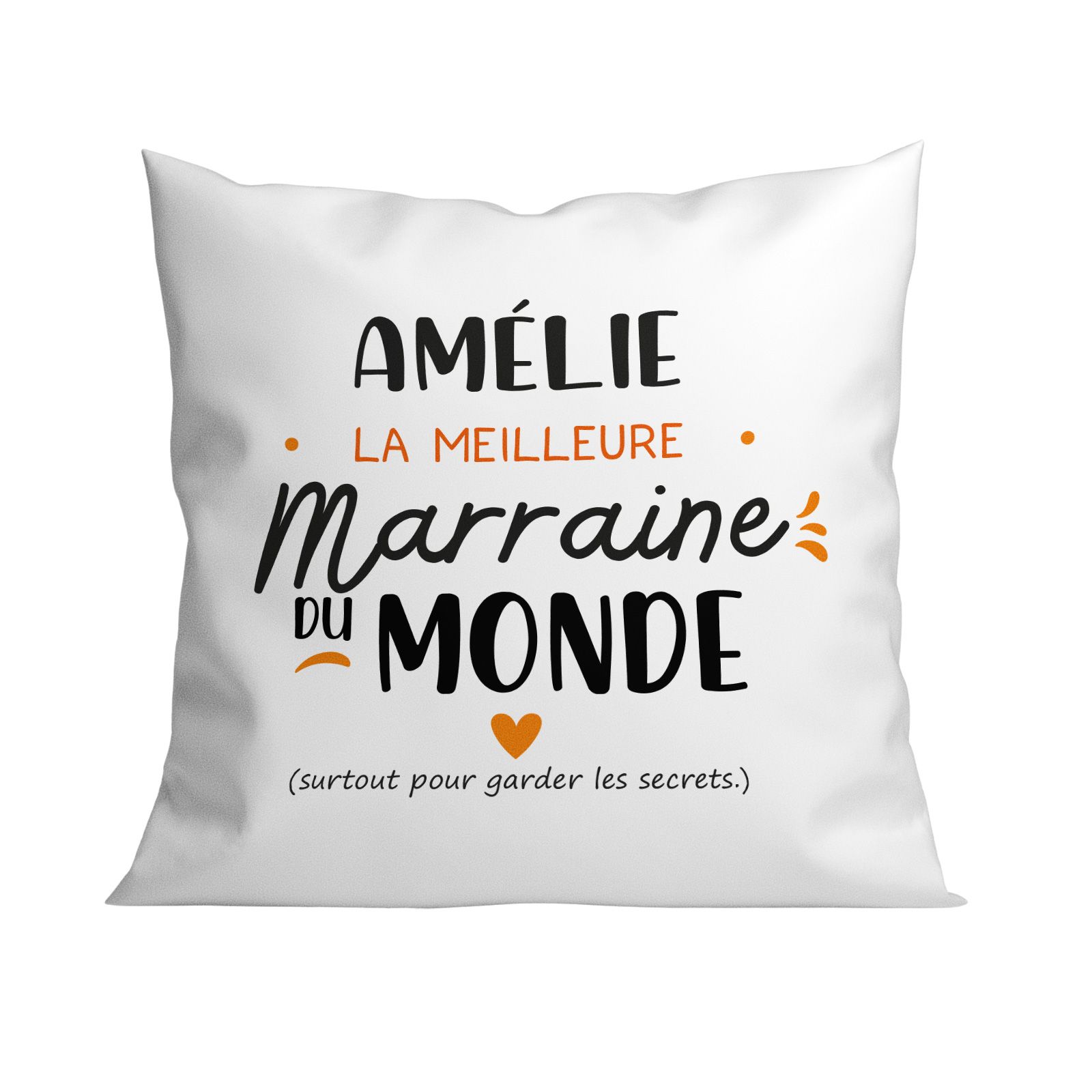 Coussin personnalisé carré 40 x 40 cm famille "Marraine"