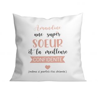 Housse de Coussin décorative personnalisée humoristique "Devine qui a encore mangé le canapé" 40 x 40 cm · Idée cadeau maître ch