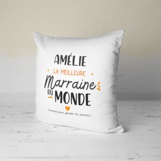 Coussin personnalisé carré 40 x 40 cm famille "Marraine"