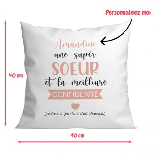 Housse de Coussin décorative personnalisée humoristique "Devine qui a encore mangé le canapé" 40 x 40 cm · Idée cadeau maître ch