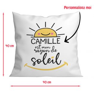 Coussin personnalisé carré 40 x 40 cm famille "Rayon de soleil"