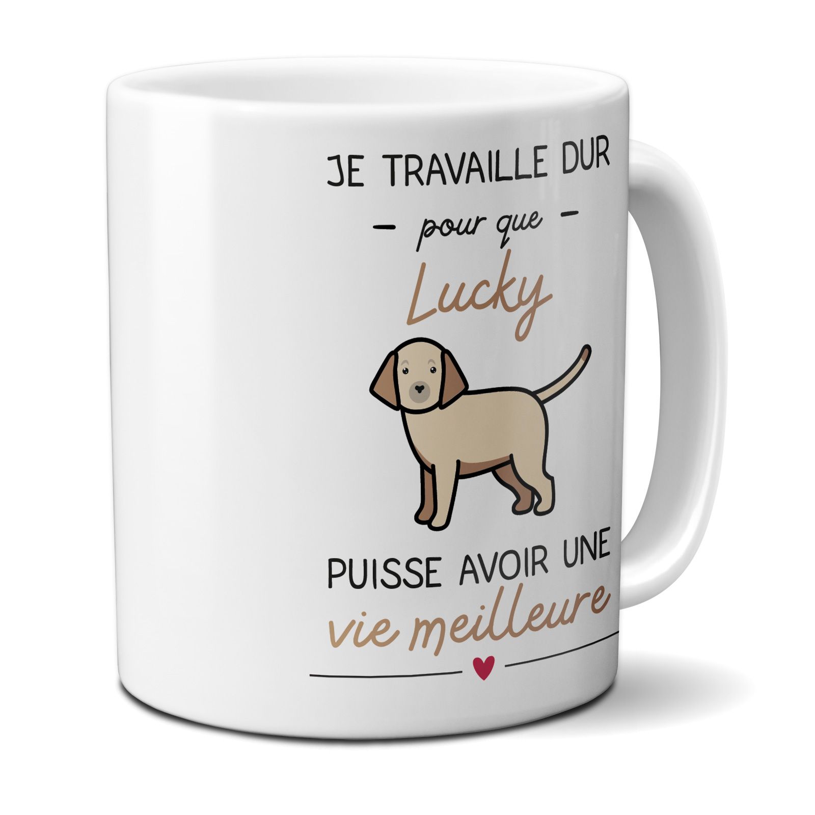 mugs et tasses à café : Mug personnalisable en céramique - objet personnalisable - Je travaille pour mon Chien - Cadeau humorist