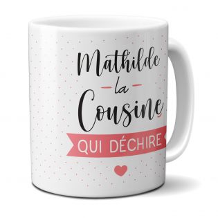 mugs et tasses à café : Mug personnalisable en céramique - objet personnalisable - Cousine qui Déchire