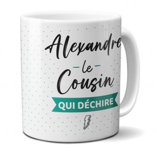 mugs et tasses à café : Mug personnalisable en céramique - objet personnalisable - Mug Cousin qui Déchire