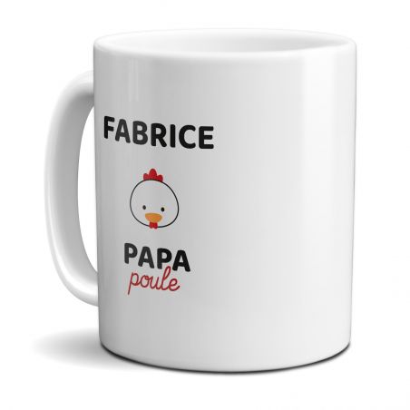 Mug en céramique blanc personnalisé avec Texte · Papa Poule · Cadeau anniversaire papa ou fête des pères