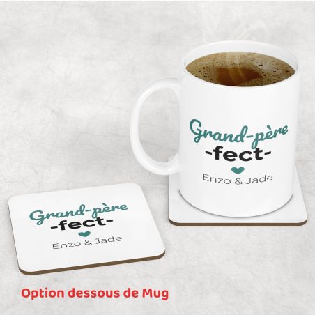 Mug en céramique personnalisable Grand-père-fect · Cadeau anniversaire ou Noël de Papy