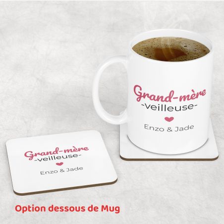 Mug thé ou café personnalisable Grand-mère-veilleuse · Cadeau anniversaire ou Noël de Mamie