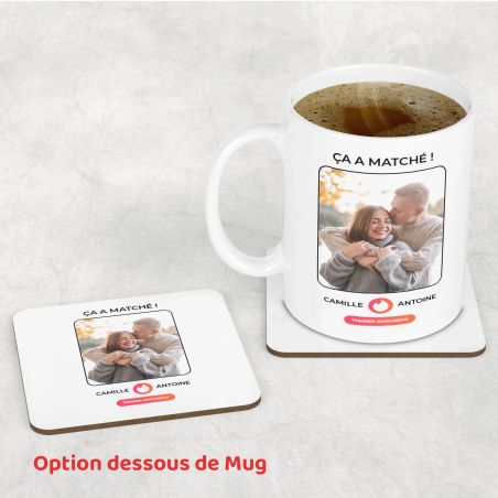 Mug Ça a matché personnalisable avec Photo et Prénom | Cadeau son/sa chéri(e) personnalisé Noël