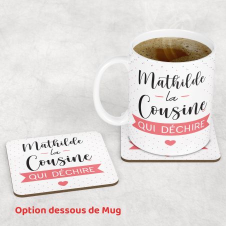 mugs et tasses à café : Mug personnalisable en céramique - objet personnalisable - Cousine qui Déchire