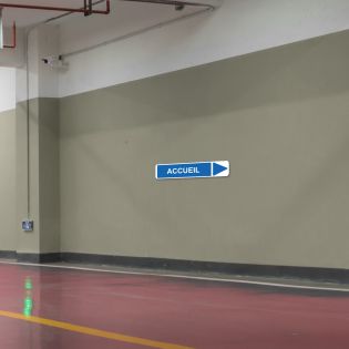 Panneau de signalisation pour parking · Accueil droite -48 x 10 cm