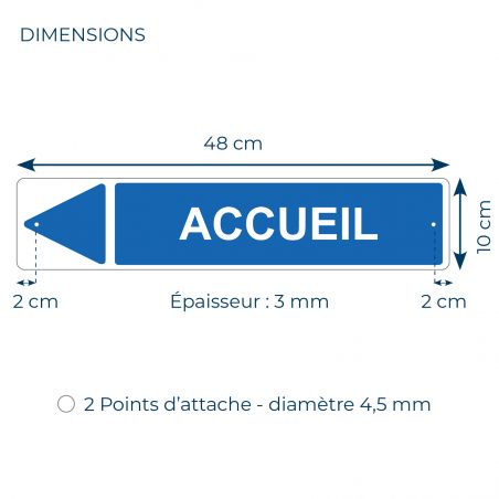 Panneau de signalisation pour parking · Accueil gauche -48 x 10 cm