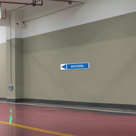 Panneau de signalisation pour parking · Accueil gauche -48 x 10 cm