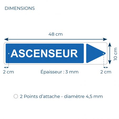 Panneau de signalisation pour parking · Ascenseur droite -48 x 10 cm