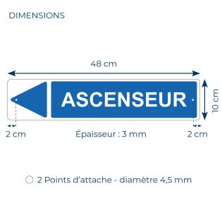 Panneau de signalisation pour parking · Ascenseur gauche -48 x 10 cm