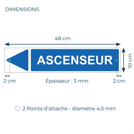 Panneau de signalisation pour parking · Ascenseur gauche -48 x 10 cm