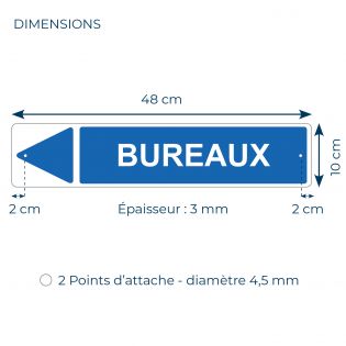 Panneau de signalisation pour parking · Bureaux gauche -48 x 10 cm