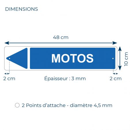 Panneau de signalisation pour parking · Motos gauche-48 x 10 cm