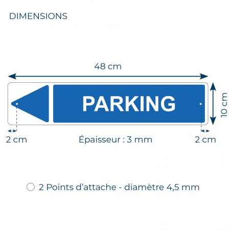 Panneau de signalisation pour parking · Parking gauche-48 x 10 cm