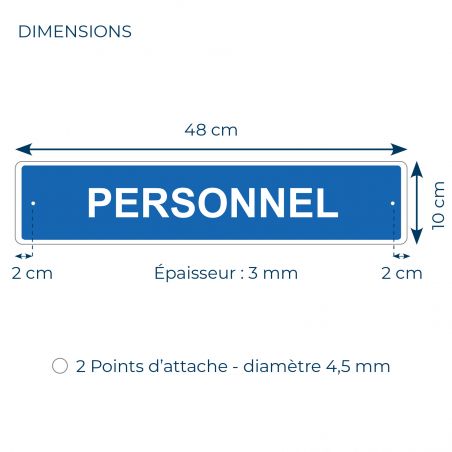 Panneau de signalisation pour parking · Personnel -48 x 10 cm