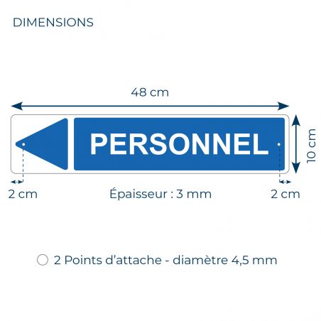 Panneau de signalisation pour parking · Personnel gauche-48 x 10 cm