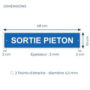 Panneau de signalisation pour parking · Sortie piétons - 48 x 10 cm