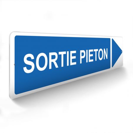 Panneau de signalisation pour parking · Sortie piétons droite- 48 x 10 cm