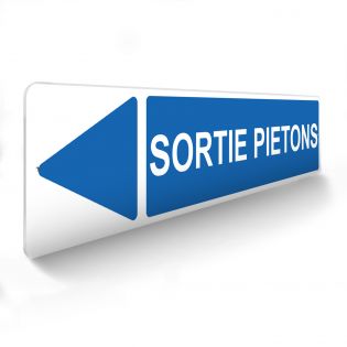 Panneau de signalisation pour parking · Sortie piétons gauche - 48 x 10 cm