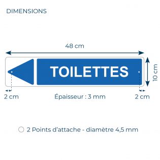 Panneau de signalisation pour parking · Toilettes gauche - 48 x 10 cm