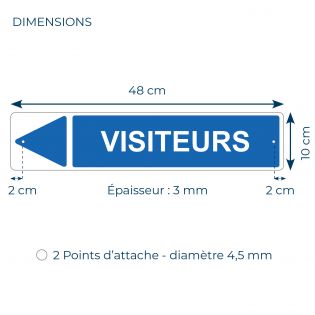 Panneau de signalisation pour parking · Visiteurs gauche - 48 x 10 cm