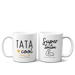 Coffret Duo Mugs en céramique Tonton et Tata, 33 cl