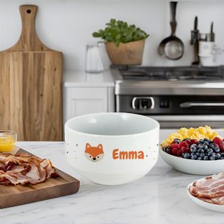 Personalizable children's breakfast bowl with first name and animal motif