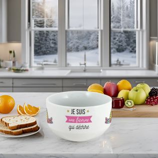 Personalized first name bowl for breakfast, Unicorn model that rocks - Gift idea for princess who loves unicorns