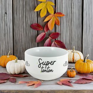 Personalized breakfast or soup bowl Super Tonton model - Personalized gift idea for your uncle