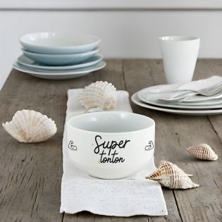 Personalized breakfast or soup bowl Super Tonton model - Personalized gift idea for your uncle