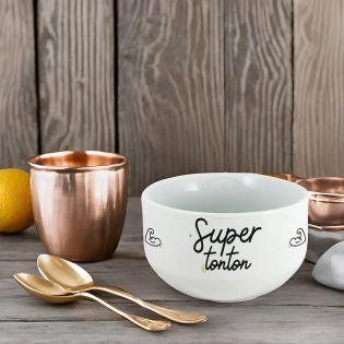 Personalized breakfast or soup bowl Super Tonton model - Personalized gift idea for your uncle