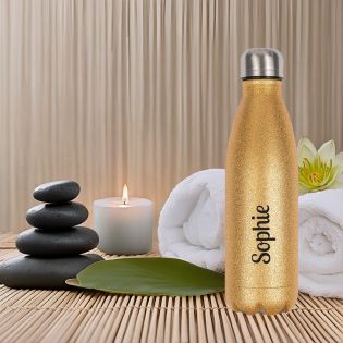 Bouteille isotherme personnalisable 500 ml | Or à paillettes