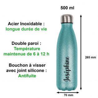 Bouteille isotherme personnalisable 50 cL | Menthe à paillettes