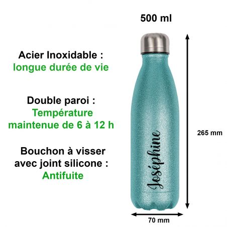 Bouteille isotherme personnalisable 50 cL | Menthe à paillettes