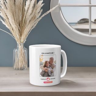 Mug Ça a matché personnalisable avec Photo et Prénom | Cadeau son/sa chéri(e) personnalisé Noël