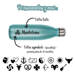 Bouteille isotherme personnalisable 500 ml | Menthe à paillettes 50 Gourde personnalisable