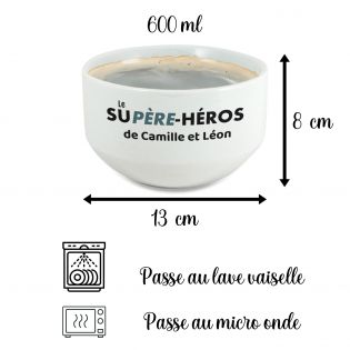 Bol petit déjeuner personnalisable avec prénom · Supère-héros · Cadeau anniversaire papa ou fête des pères