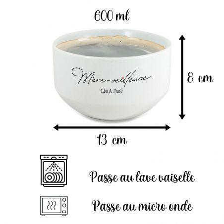 Bol à café - thé pour petit déjeuner personnalisé · Modèle Mère-veilleuse · Cadeau maman pour fête des mères