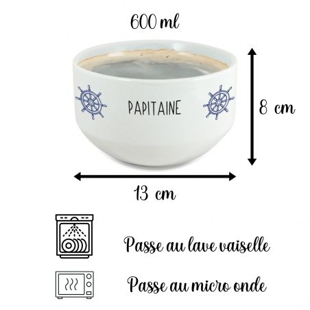 Bol petit déjeuner personnalisable · Papitaine · Cadeau fête grand-père ou Anniversaire Papy